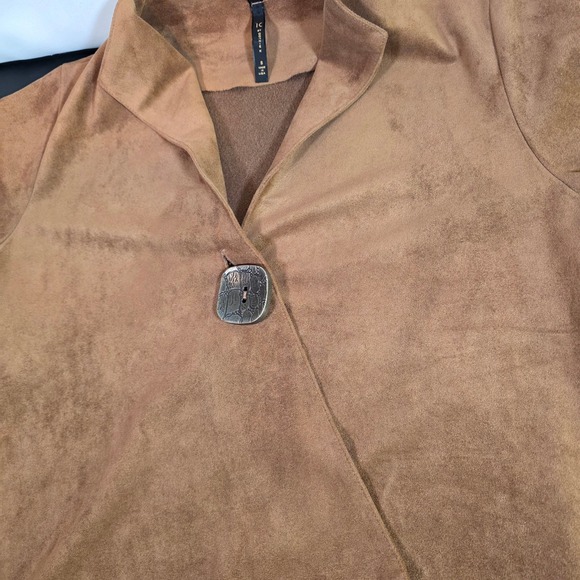 IC BY CONNIE K Women S Brown Asymmetric Faux Suede Blazer Jacket Artsy Lagenlook - Picture 5 of 9